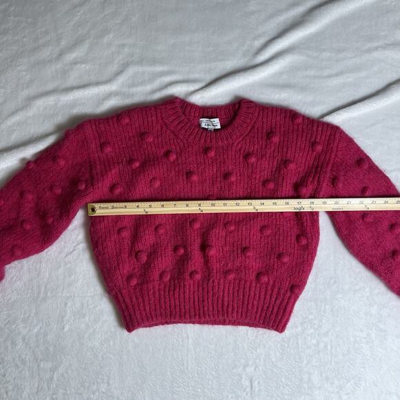 & Other Stories Women's Cropped Wool Alpaca Sweater Size S Pink Coquette Vibrant - Picture 6 of 7